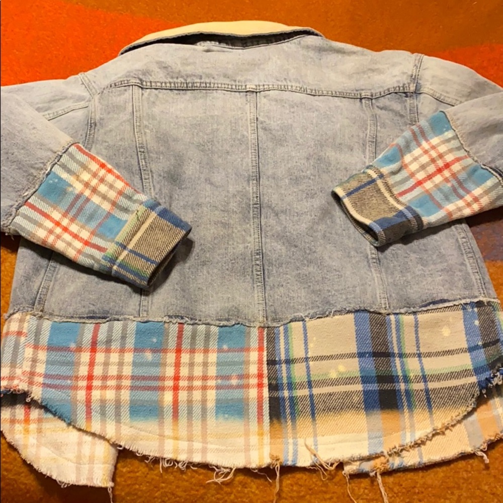 free people denim flannel patch jacket - Picture 5 of 6